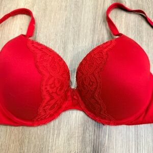 Victoria's Secret Perfect Shape Red Lace Bra 36C